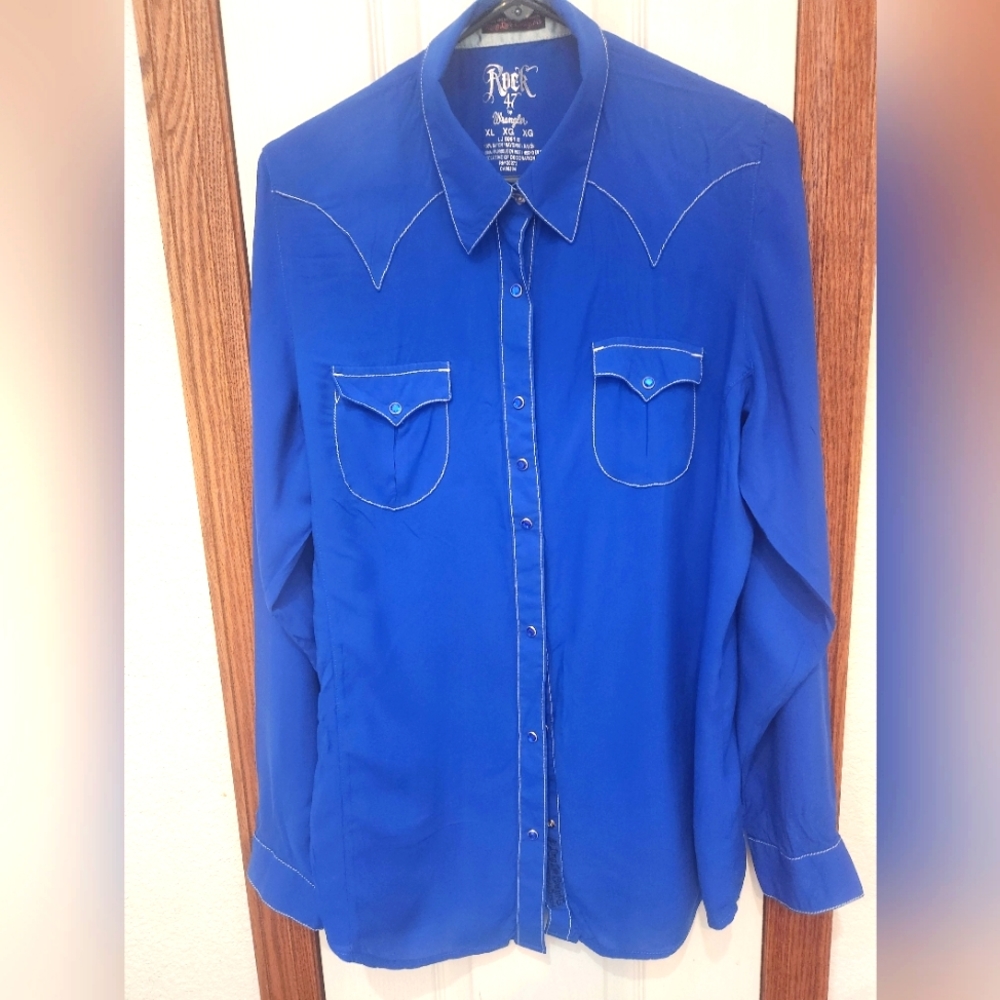Vintage Wrangler Rock 47 button-down shirt.